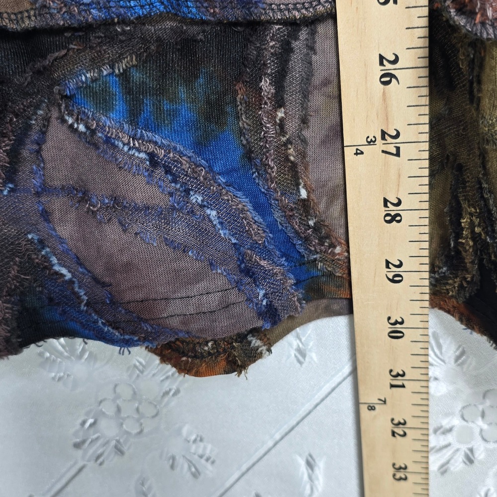 Feratelli Colorful Patchwork Top Woman Medium Cowl Neck Abstract Artsy Steampunk - Picture 7 of 12